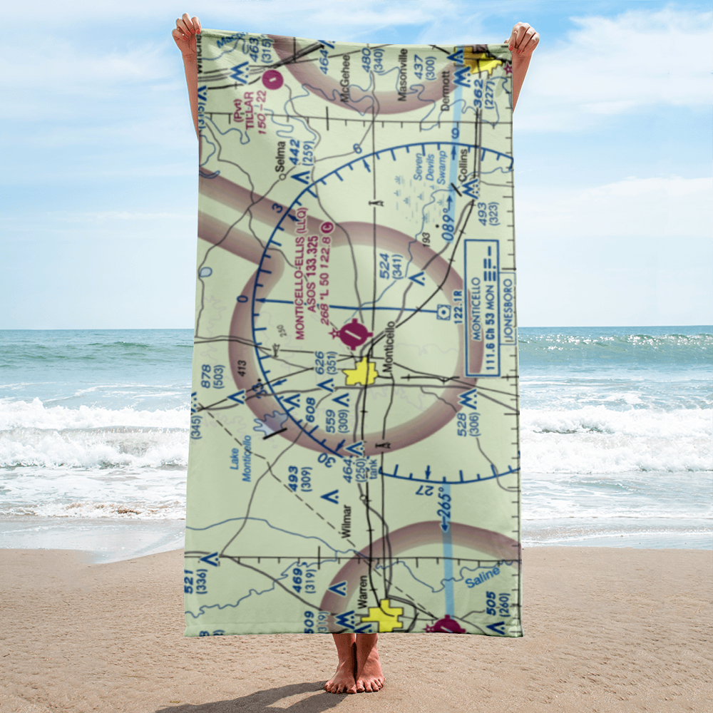 Monticello Municipal Ellis Field (LLQ) VFR Sectional Towel 