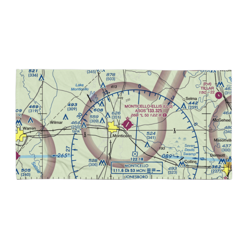 Monticello Municipal Ellis Field (LLQ) VFR Sectional Towel 