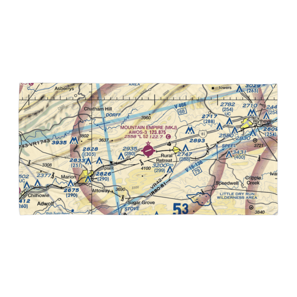 Mountain Empire Airport (MKJ) VFR Sectional Towel 