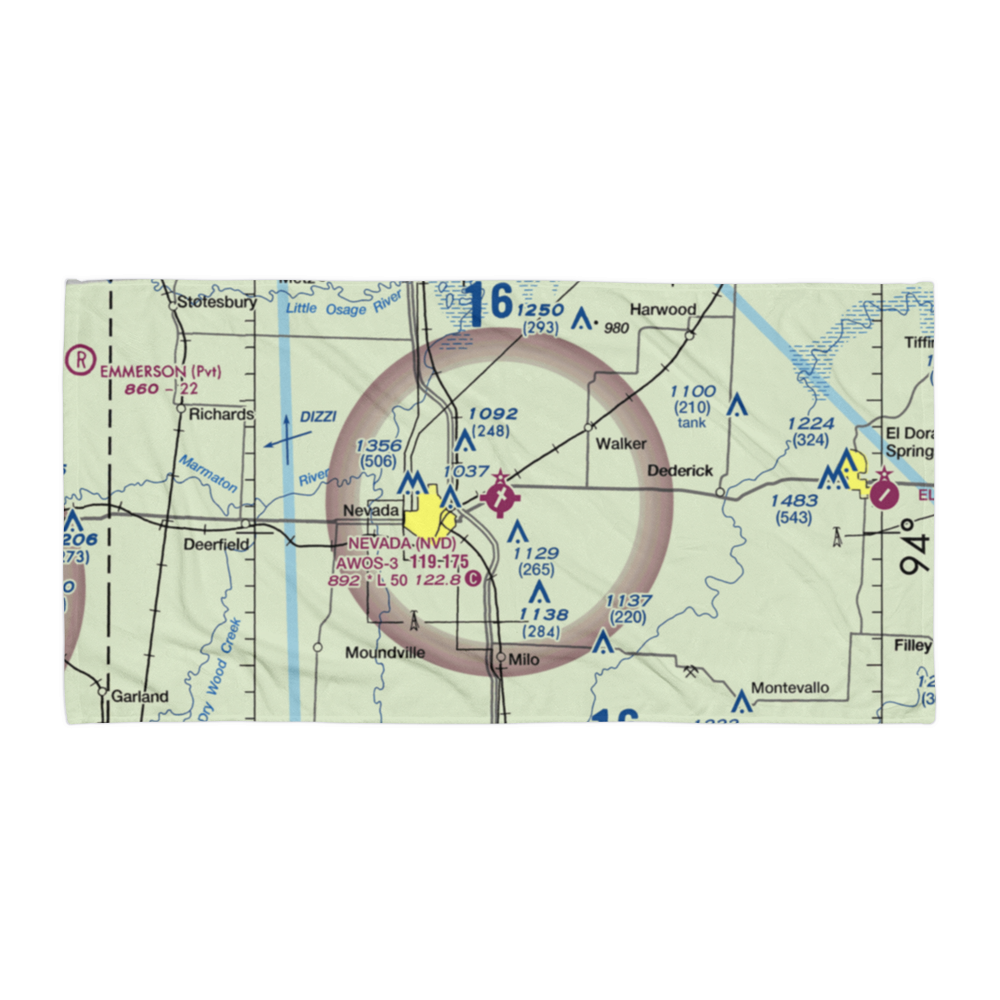 Nevada Municipal Airport (NVD) VFR Sectional Towel 