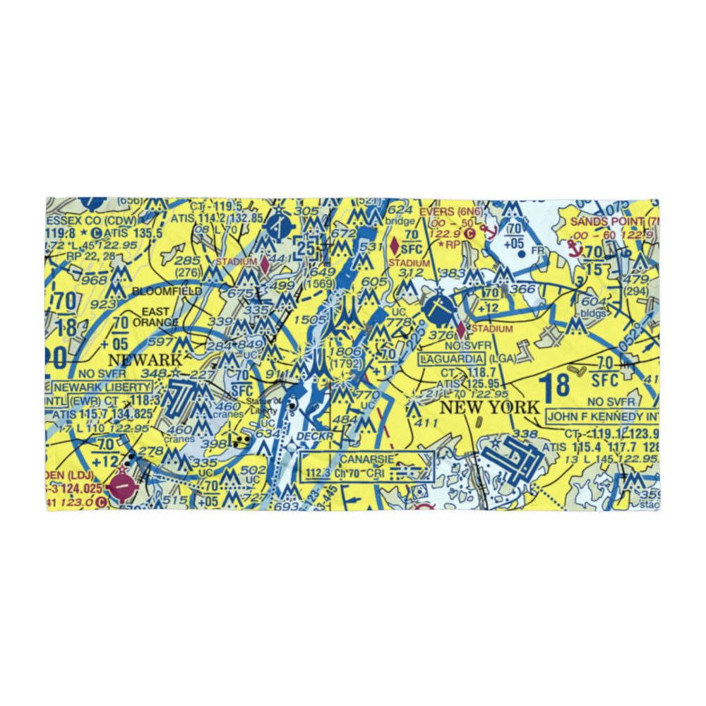 New York Skyports Inc Seaplane Base (6N7) VFR Sectional Towel 