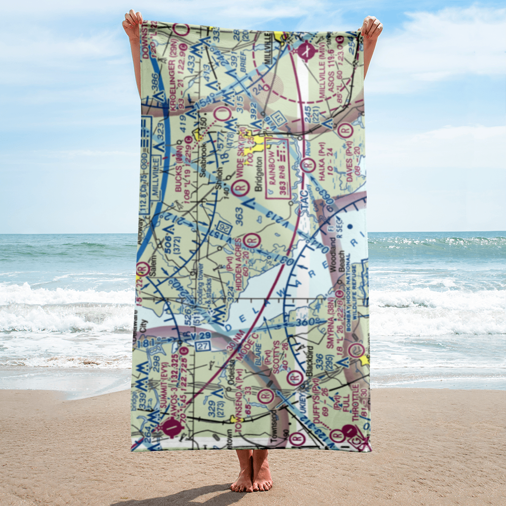 Newport Meadows Seaplane Base (NJ07) VFR Sectional Towel 