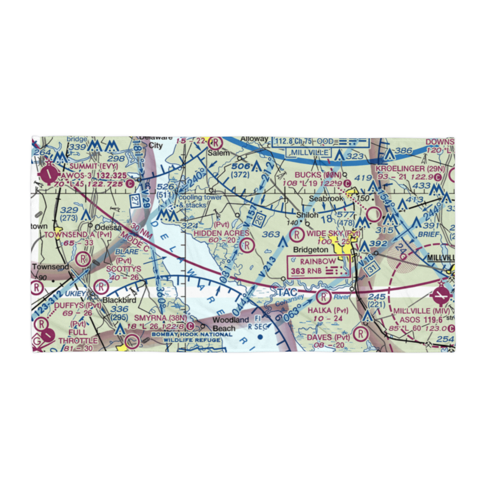 Newport Meadows Seaplane Base (NJ07) VFR Sectional Towel 