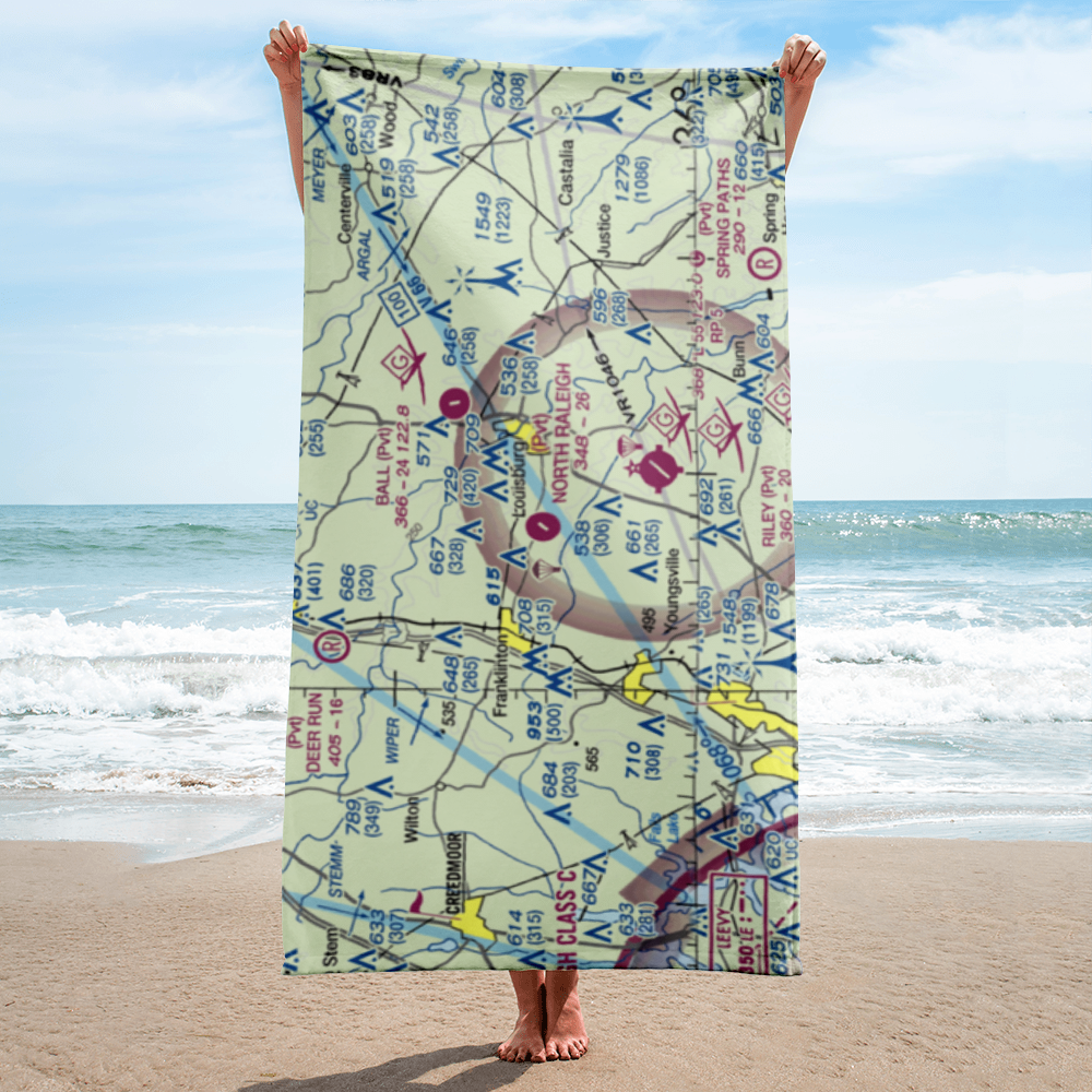 North Raleigh Airport (00NC) VFR Sectional Towel 
