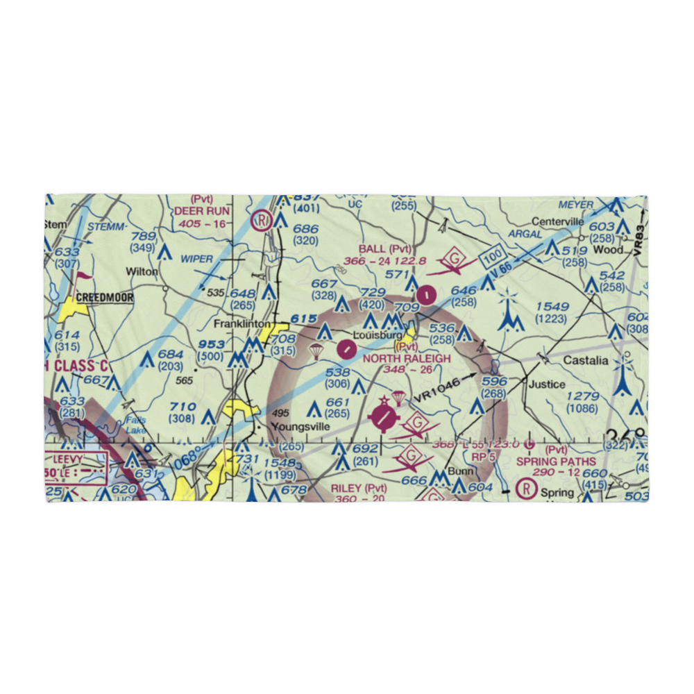 North Raleigh Airport (00NC) VFR Sectional Towel 
