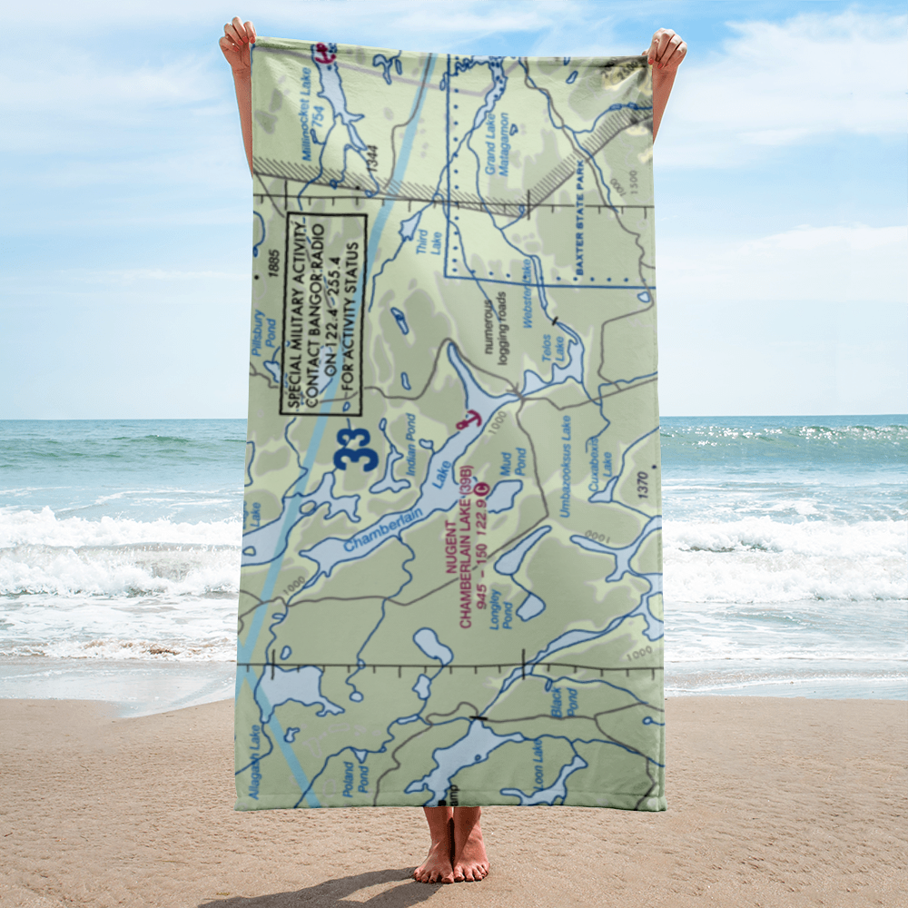 Nugent Chamberlain Lake Seaplane Base (39B) VFR Sectional Towel 