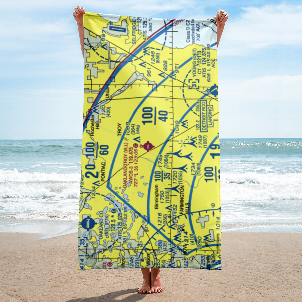 Oakland Troy Airport (VLL) VFR Sectional Towel 