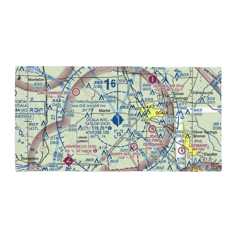 Ocala International Airport - Jim Taylor Field (OCF) VFR Sectional Towel 