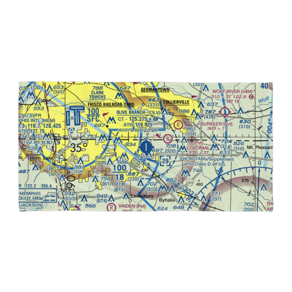 Olive Branch Airport (OLV) VFR Sectional Towel 