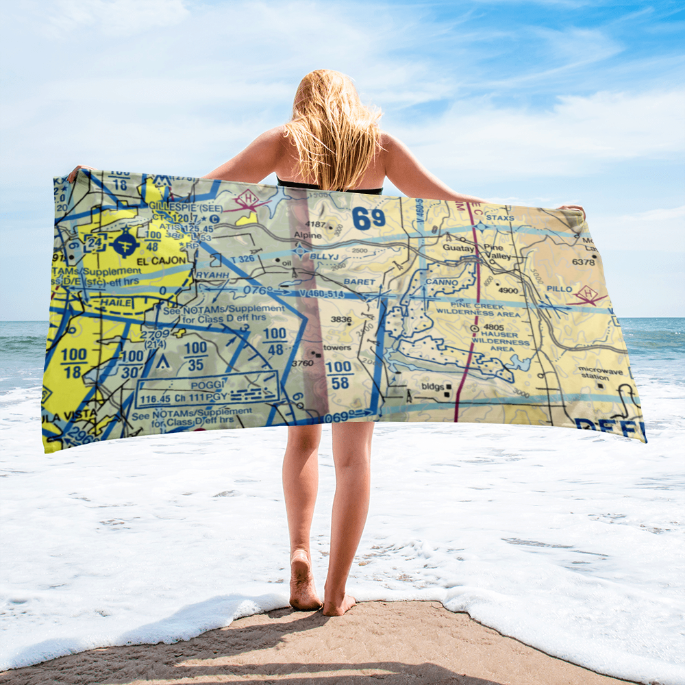 On the Rocks Airport (1CA6) VFR Sectional Towel 