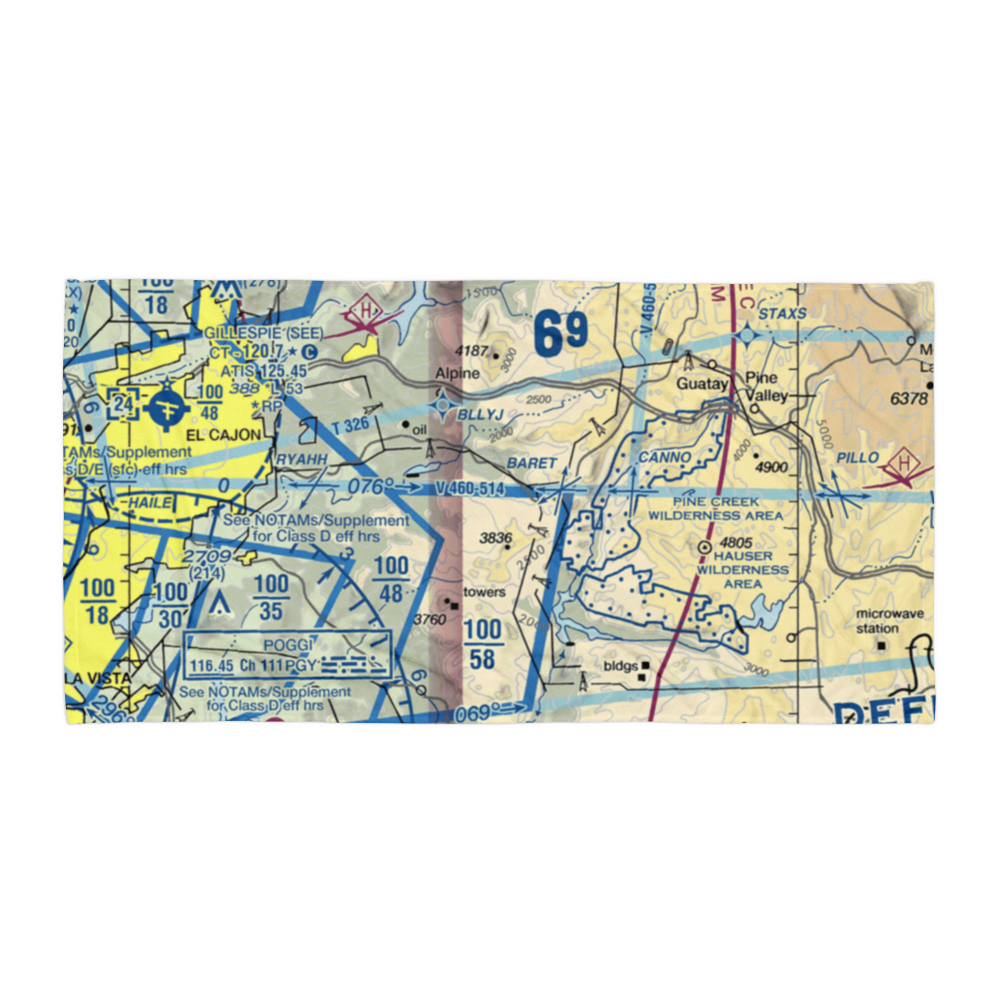 On the Rocks Airport (1CA6) VFR Sectional Towel 