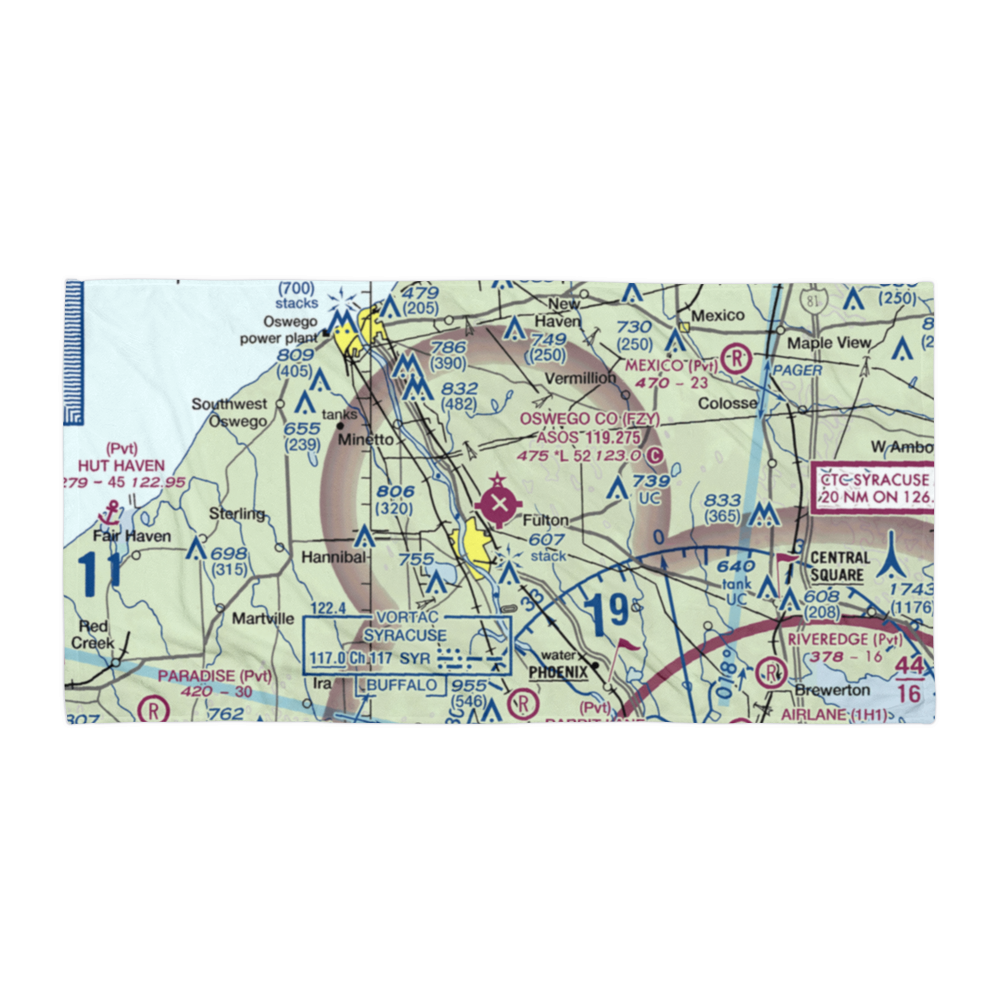 Oswego County Airport (FZY) VFR Sectional Towel 