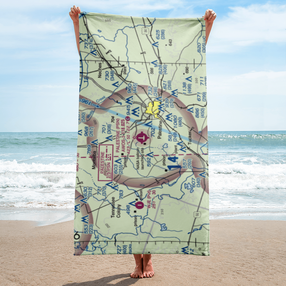 Palestine Municipal Airport (PSN) VFR Sectional Towel 