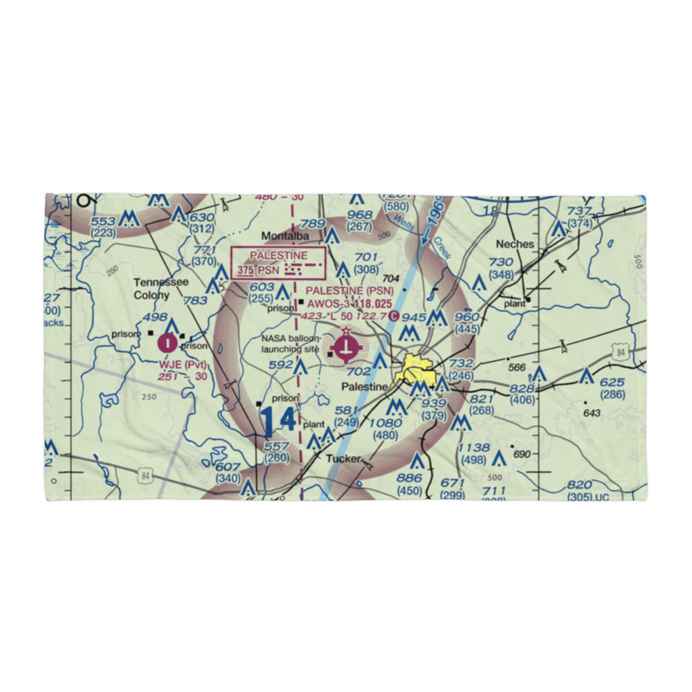 Palestine Municipal Airport (PSN) VFR Sectional Towel 