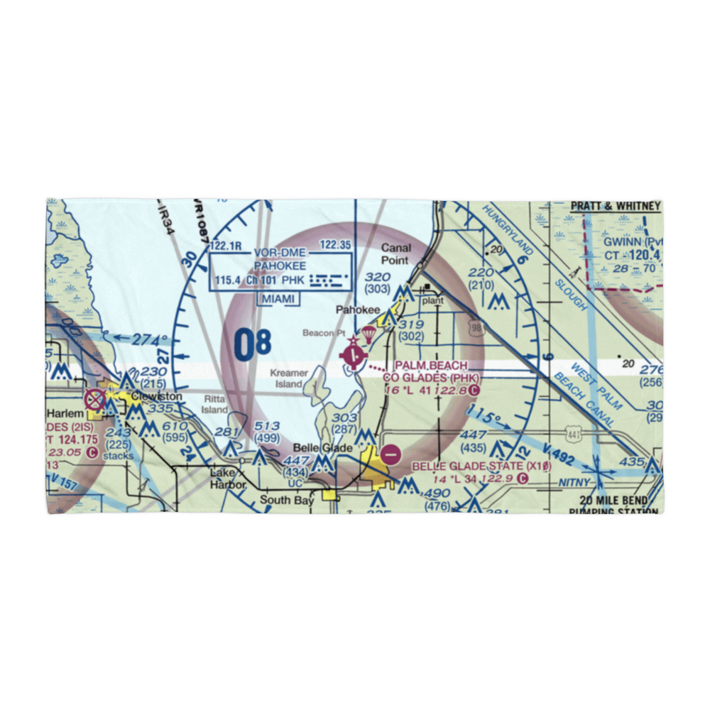 Palm Beach County Glades Airport (PHK) VFR Sectional Towel 