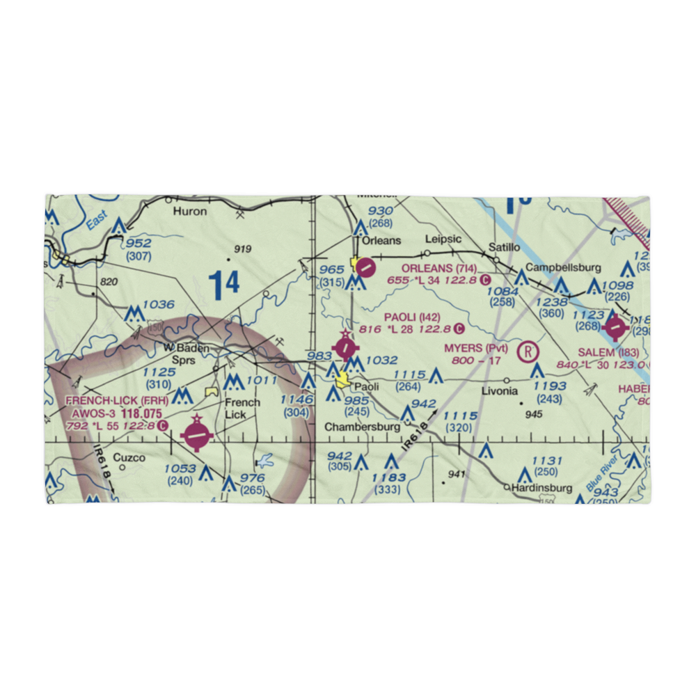 Paoli Municipal Airport (I42) VFR Sectional Towel 