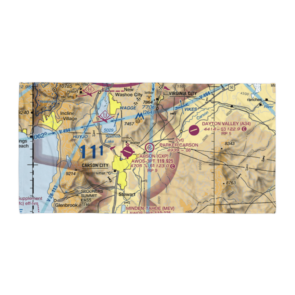 Parker Carson Airport (25NV) VFR Sectional Towel 