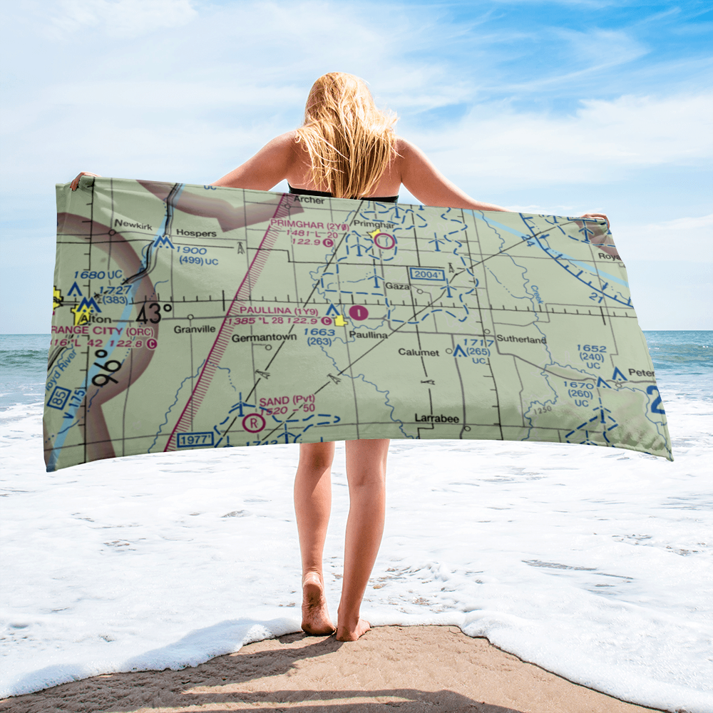 Paullina Municipal Airport (1Y9) VFR Sectional Towel 