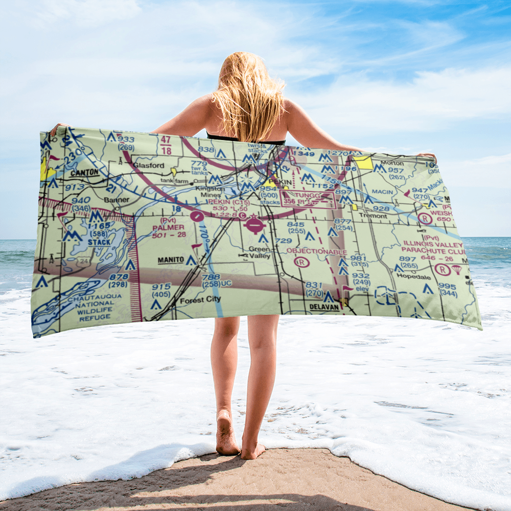 Pekin Municipal Airport (C15) VFR Sectional Towel 