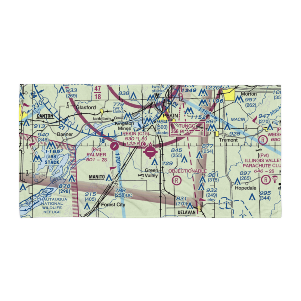 Pekin Municipal Airport (C15) VFR Sectional Towel 
