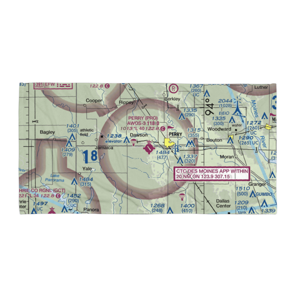 Perry Municipal Airport (PRO) VFR Sectional Towel 