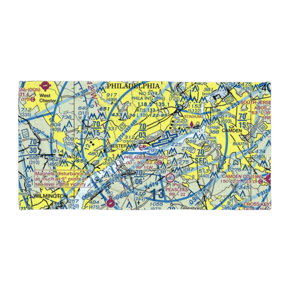 Philadelphia Seaplane Base (9N2) VFR Sectional Towel 