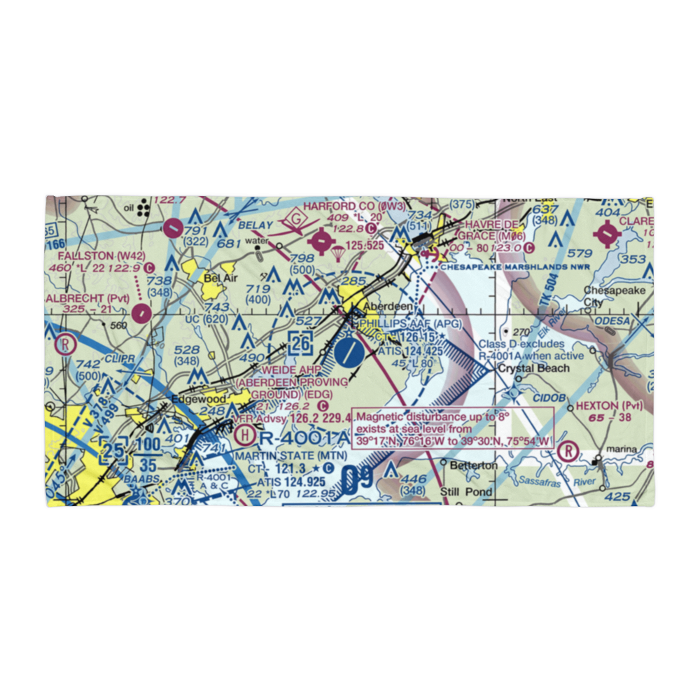 Phillips Army Air Field (APG) VFR Sectional Towel 