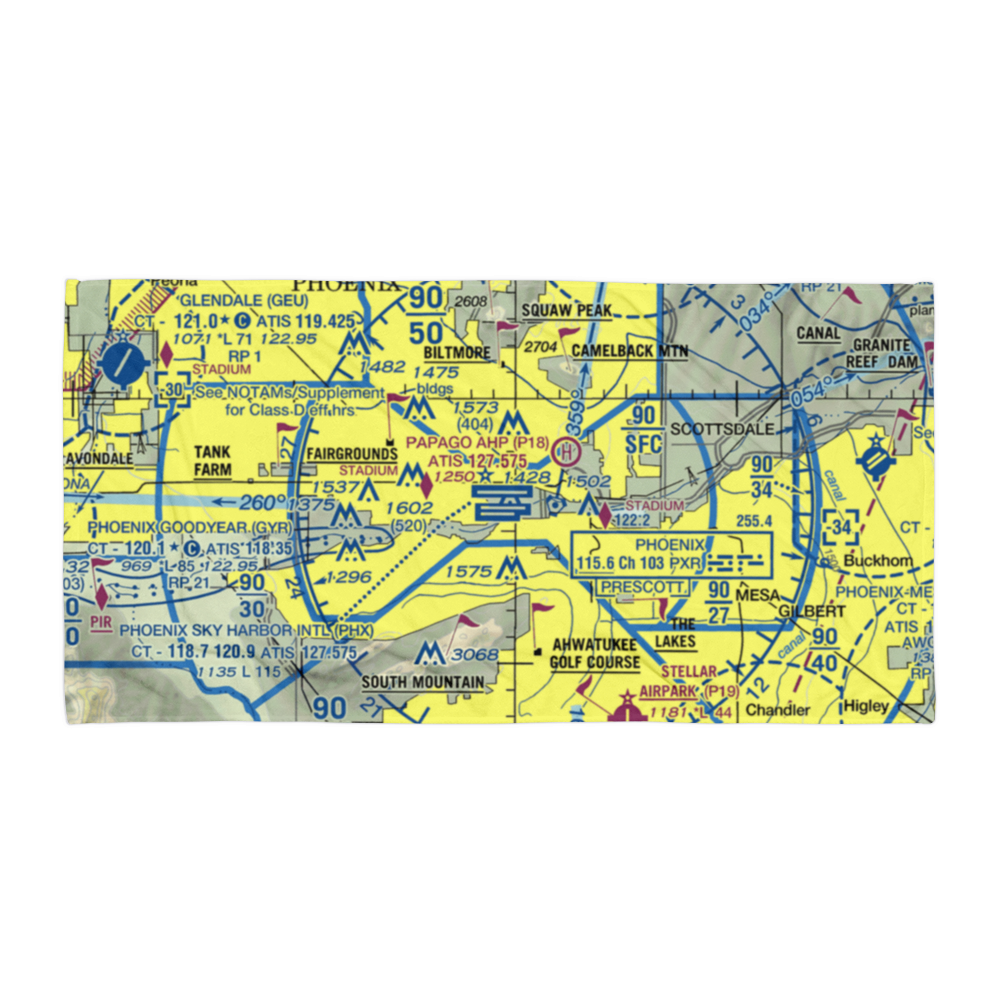 Phoenix Sky Harbor International Airport (PHX) VFR Sectional Towel 