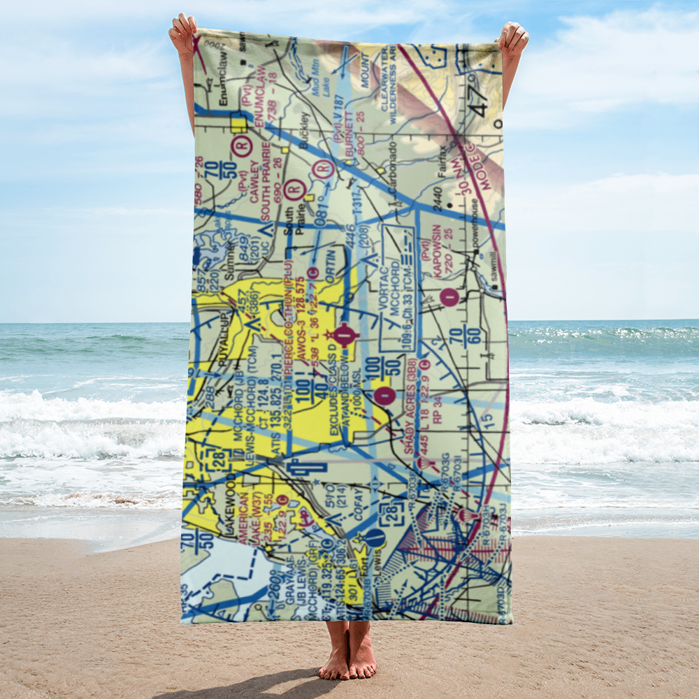 Pierce County-Thun Field (PLU) VFR Sectional Towel 