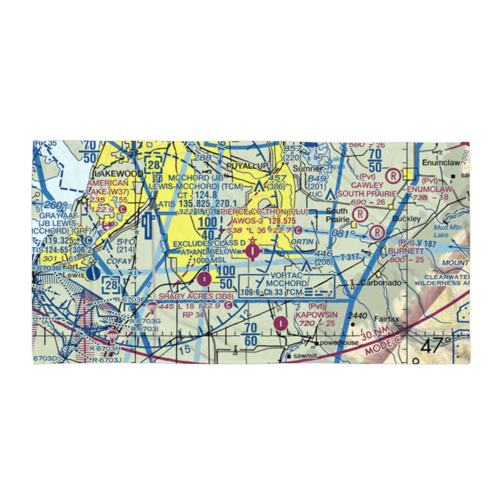Pierce County-Thun Field (PLU) VFR Sectional Towel 