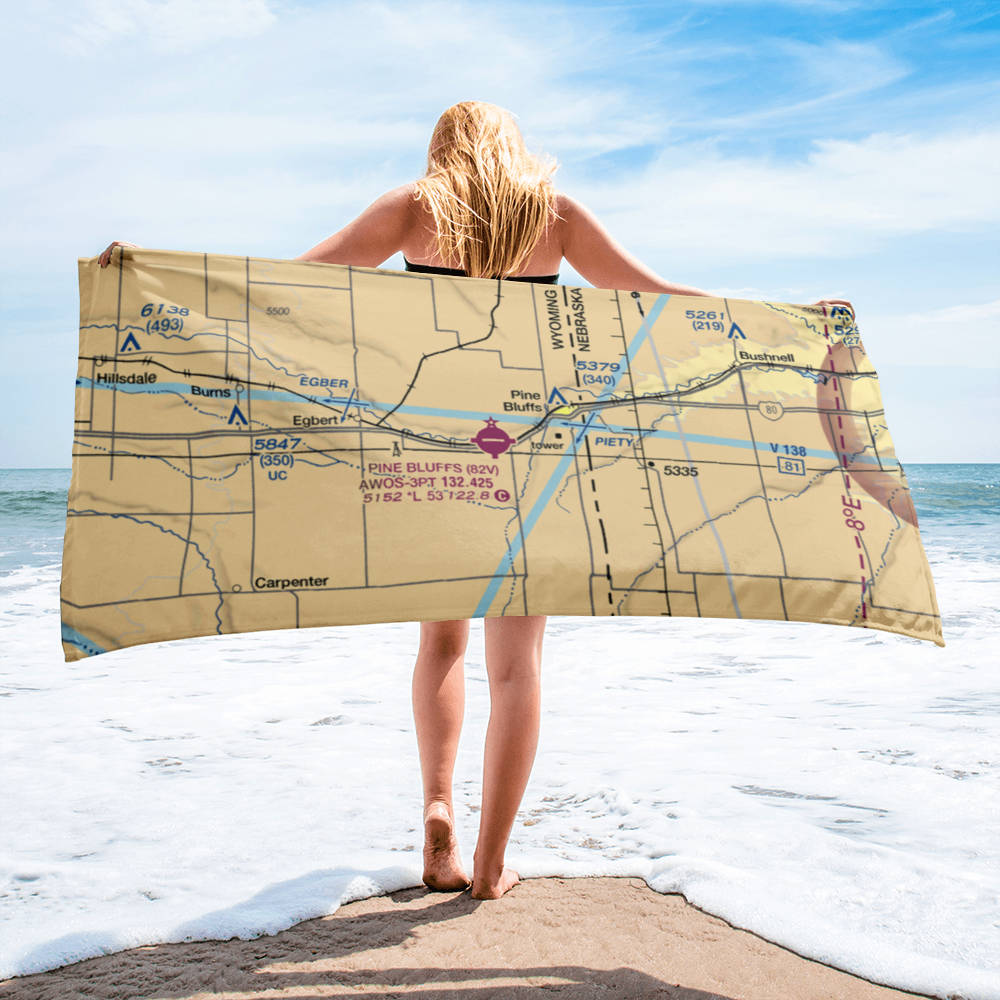 Pine Bluffs Municipal Airport (82V) VFR Sectional Towel 