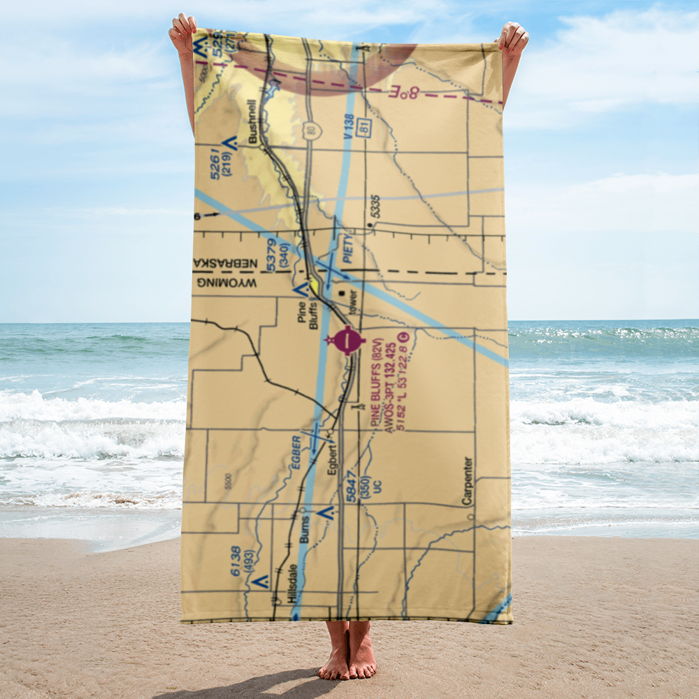 Pine Bluffs Municipal Airport (82V) VFR Sectional Towel 