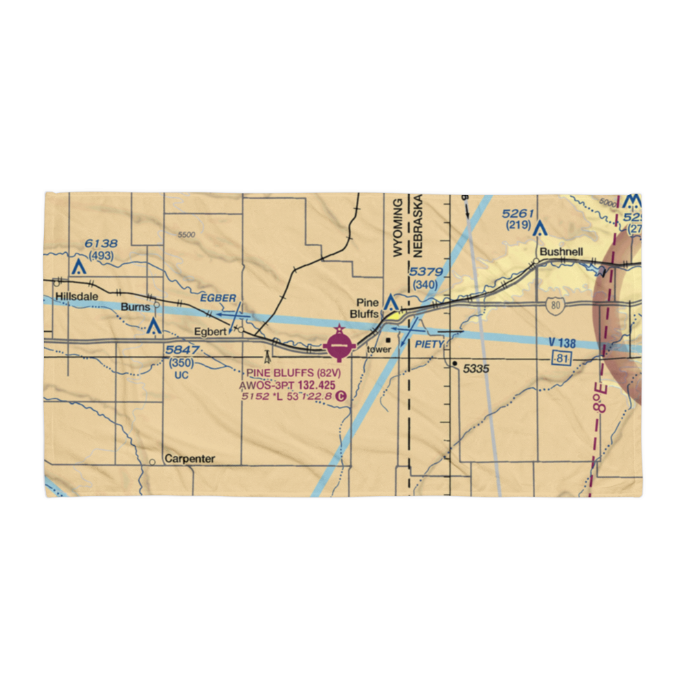 Pine Bluffs Municipal Airport (82V) VFR Sectional Towel 