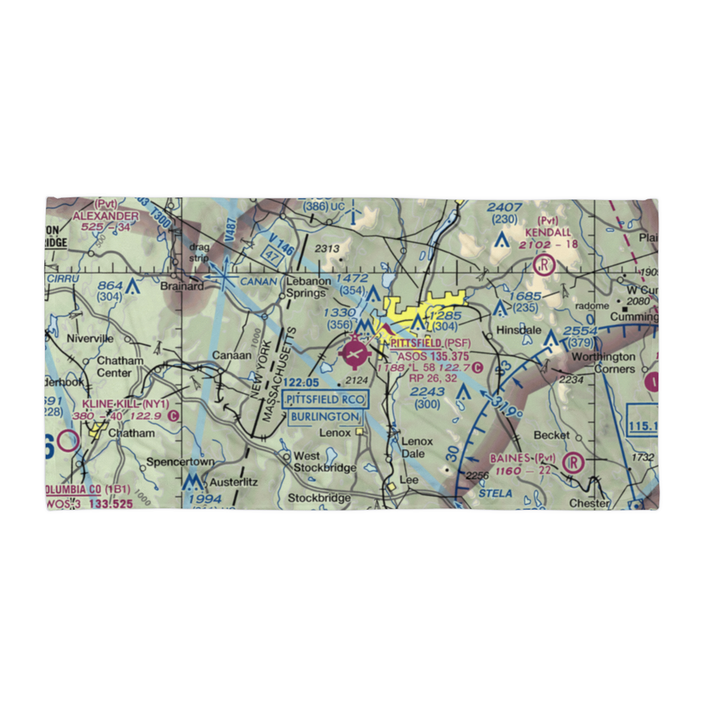 Pittsfield Municipal Airport (PSF) VFR Sectional Towel 