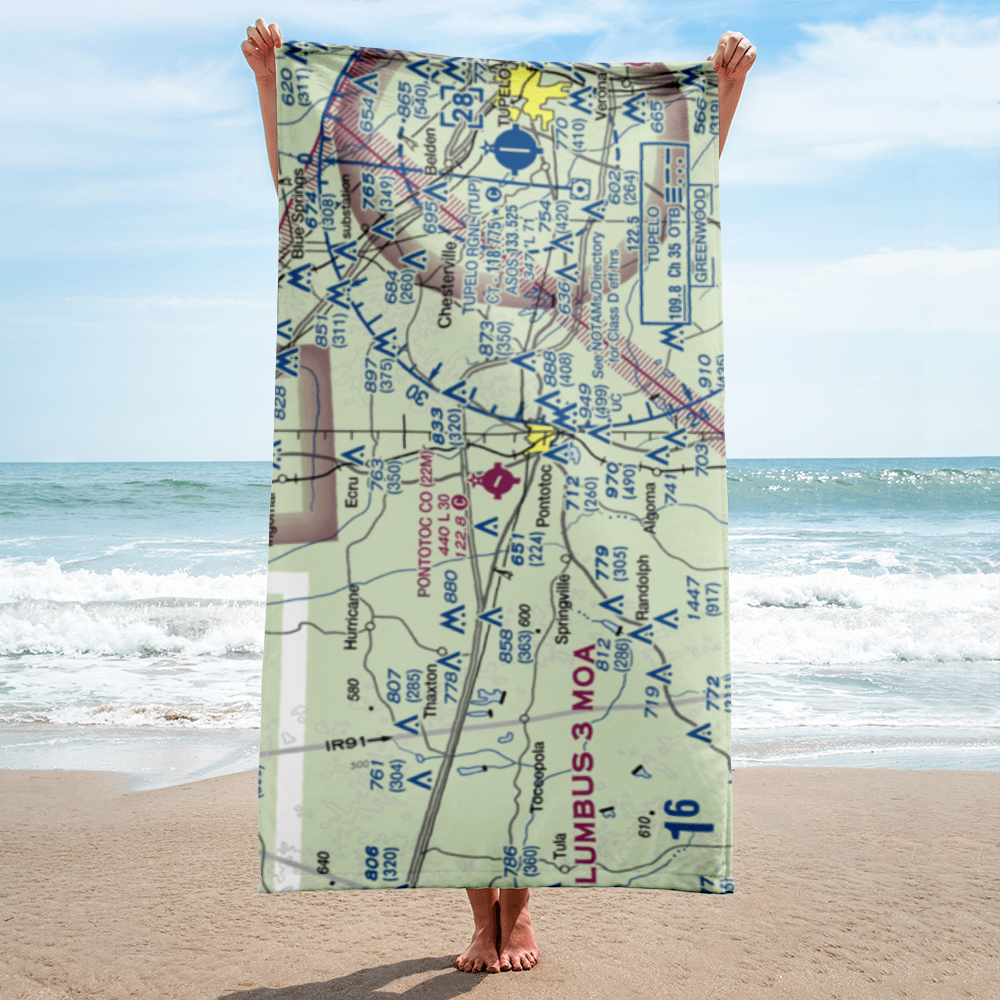 Pontotoc County Airport (22M) VFR Sectional Towel 