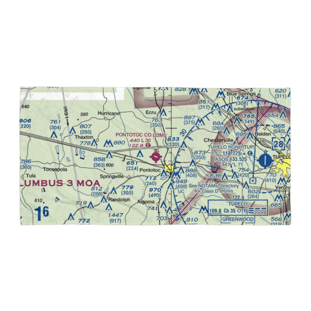 Pontotoc County Airport (22M) VFR Sectional Towel 