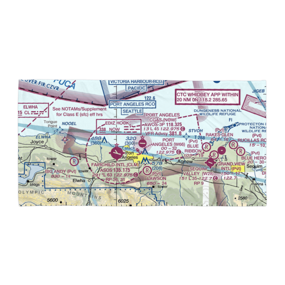 Port Angeles Cgas Airport (NOW) VFR Sectional Towel 
