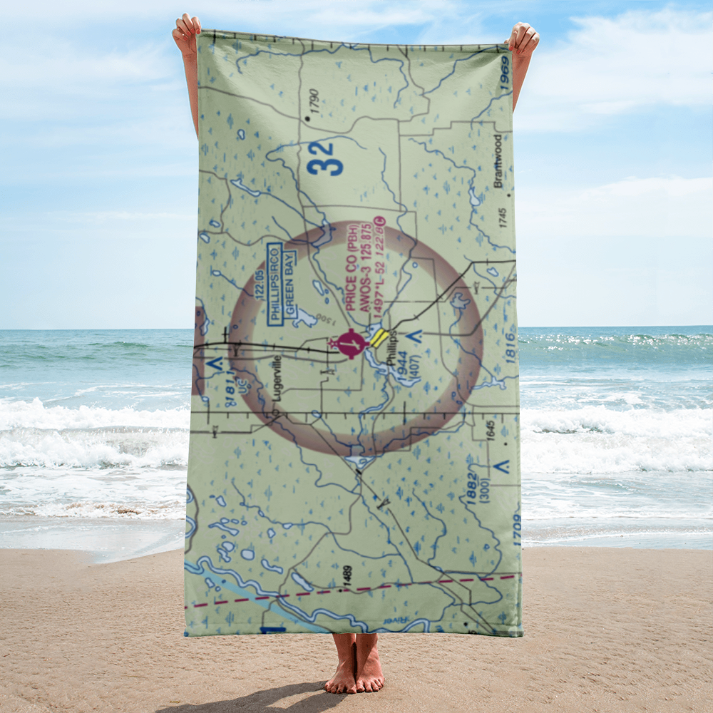 Price County Airport (PBH) VFR Sectional Towel 