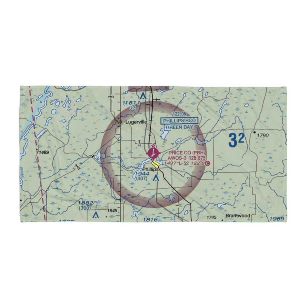 Price County Airport (PBH) VFR Sectional Towel 