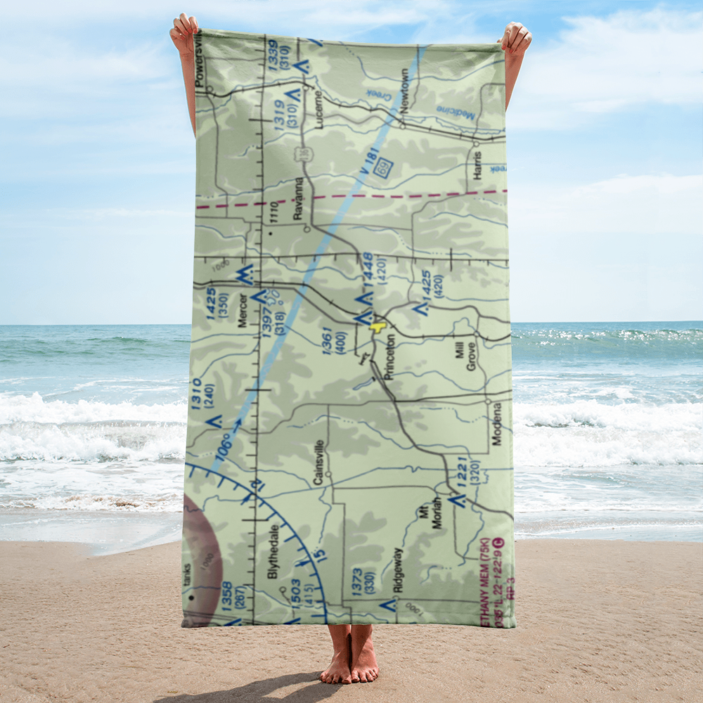 Princeton-Kauffman Memorial Airport (7MO) VFR Sectional Towel 