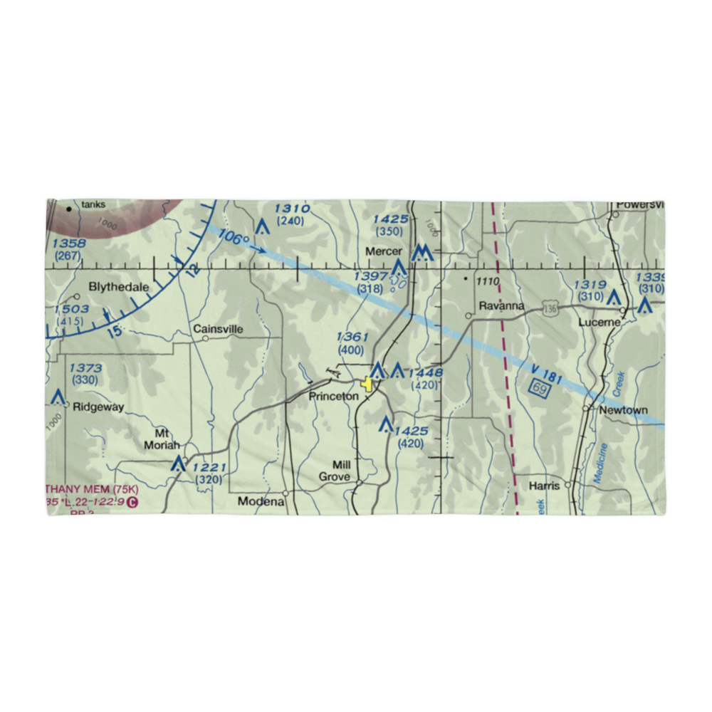 Princeton-Kauffman Memorial Airport (7MO) VFR Sectional Towel 