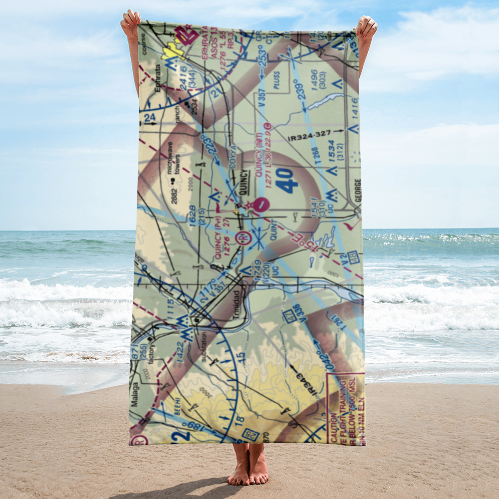 Quincy Flying Service Airport (WA74) VFR Sectional Towel 