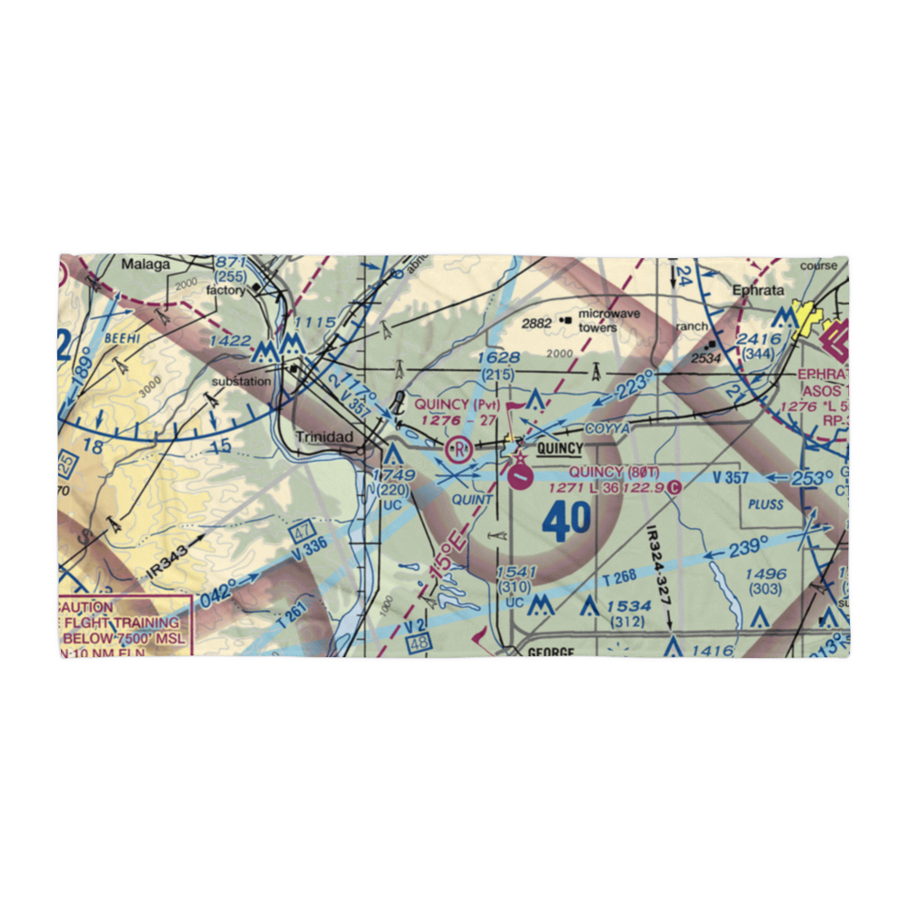 Quincy Flying Service Airport (WA74) VFR Sectional Towel 