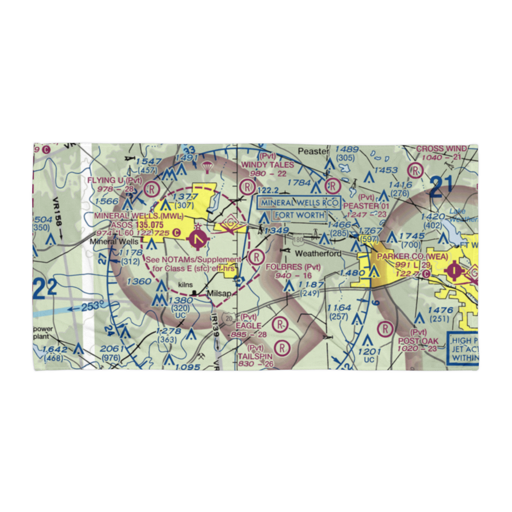 Reb Folbre's Place Airport (TE34) VFR Sectional Towel 