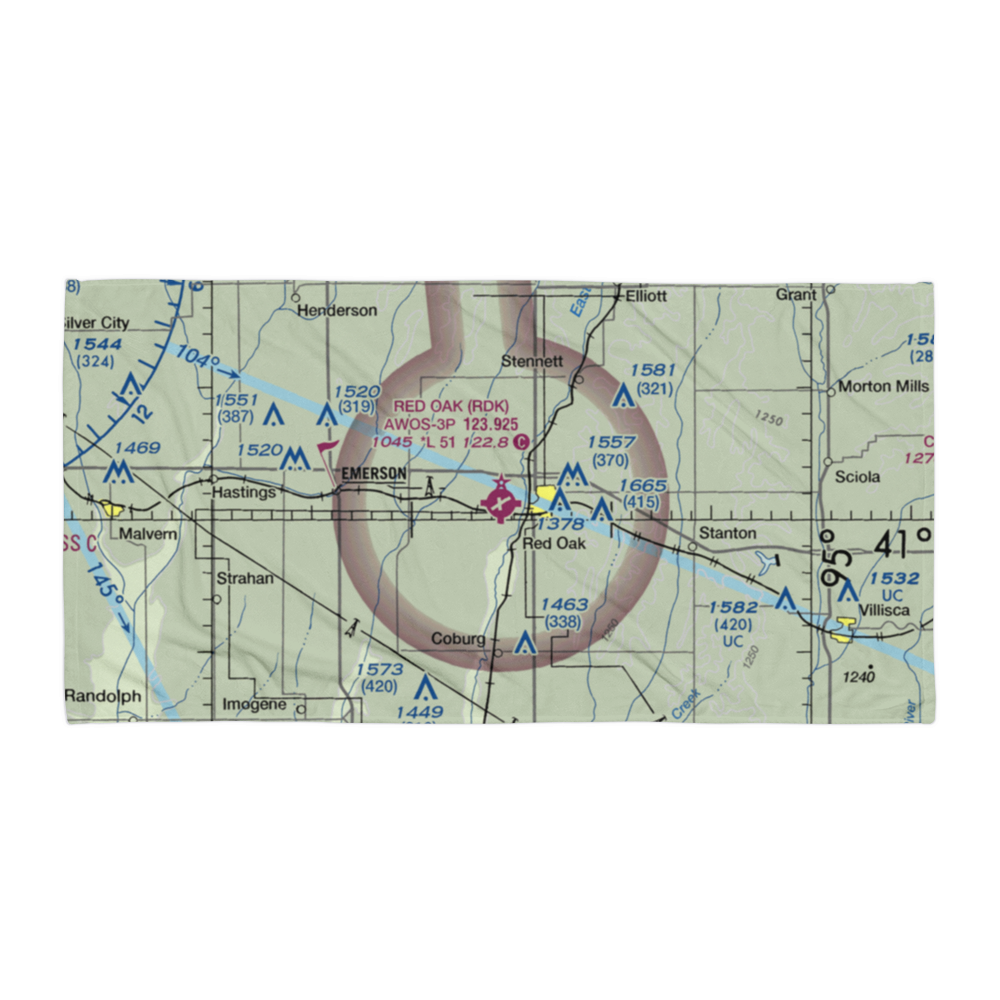 Red Oak Municipal Airport (RDK) VFR Sectional Towel 