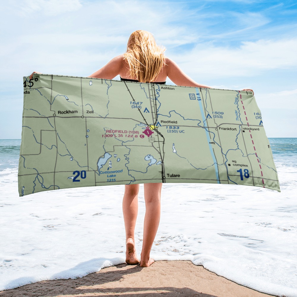 Redfield Municipal Airport (1D8) VFR Sectional Towel 