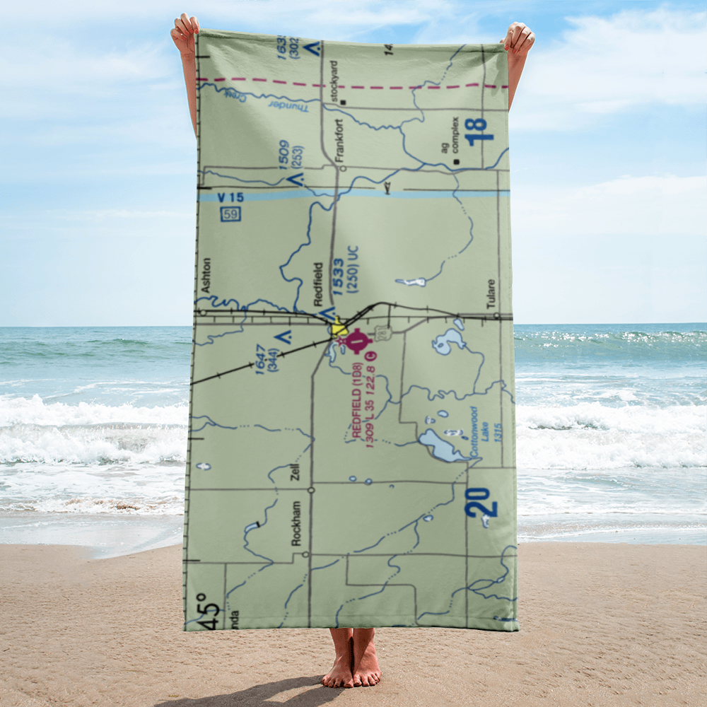 Redfield Municipal Airport (1D8) VFR Sectional Towel 
