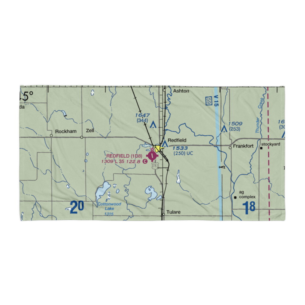 Redfield Municipal Airport (1D8) VFR Sectional Towel 