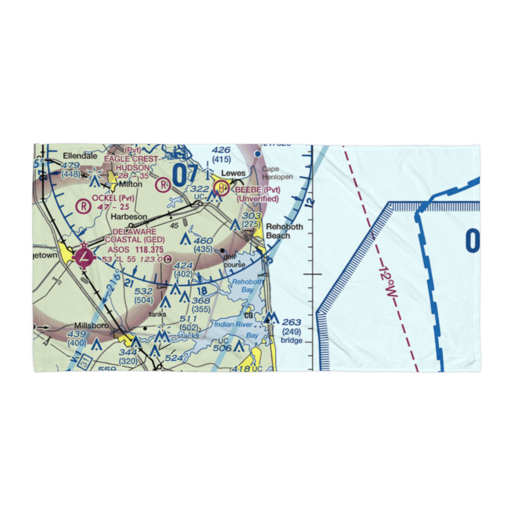 Rehoboth Bay Seaplane Base (DE13) VFR Sectional Towel 