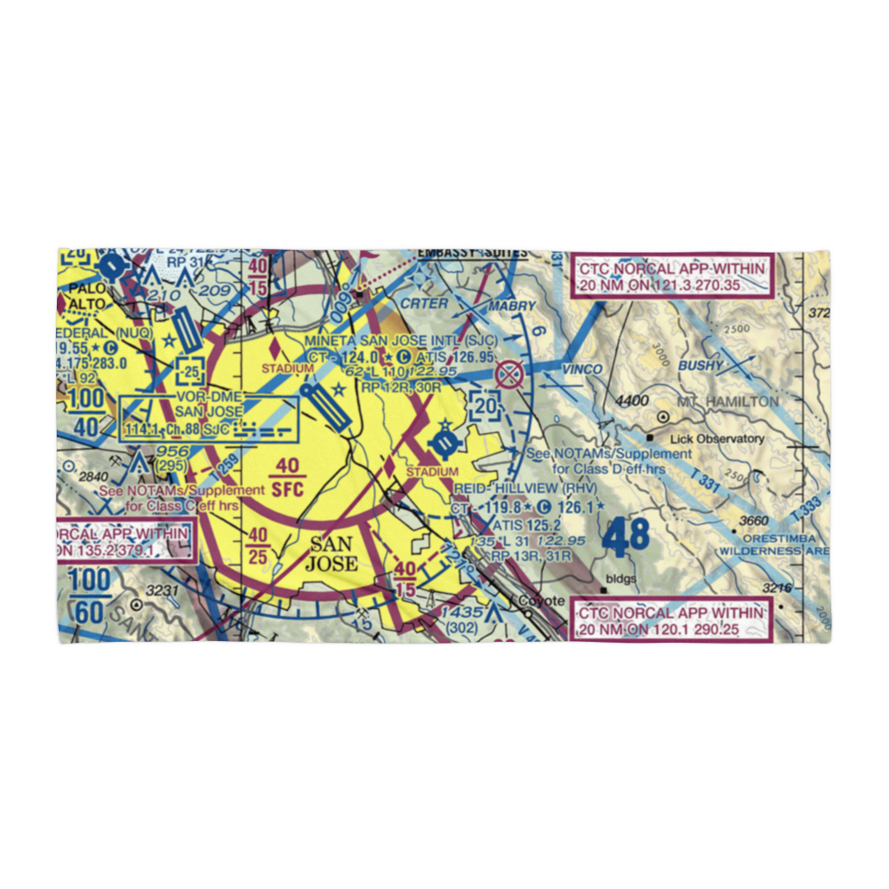 Reid-Hillview Airport of Santa Clara County (RHV) VFR Sectional Towel 